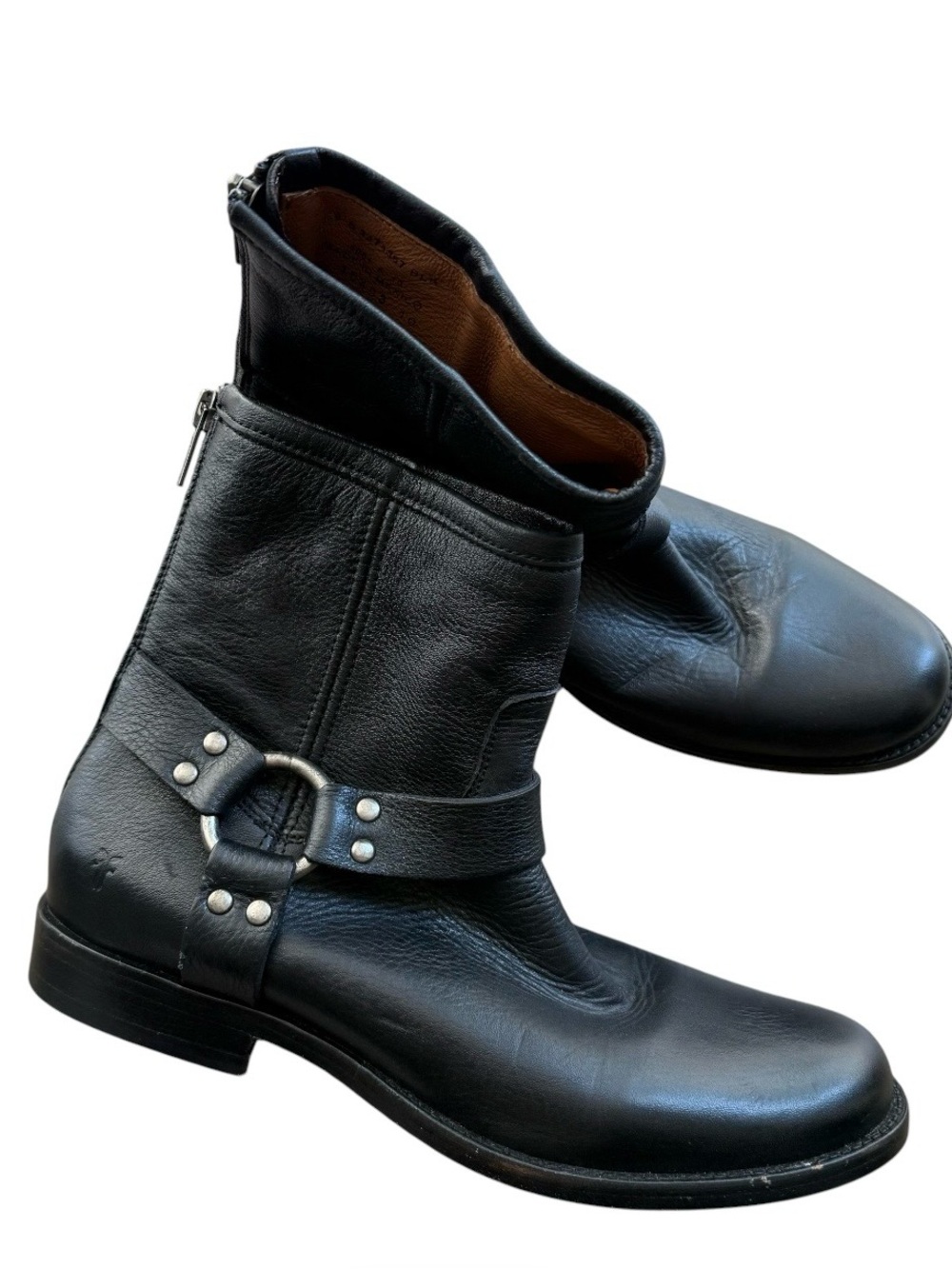 Frye harness boots black leather biker moto short women’s 8